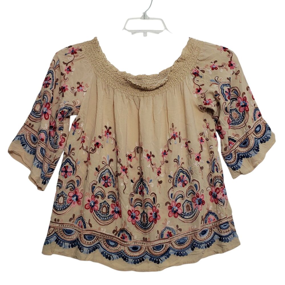 Gorgeous Hummingbird Women's Lightweight Embroidered Blouse, Size Large